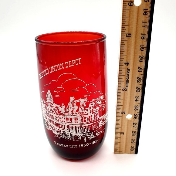 Old Union Depot Nelson Art Kansas 1850-1950 Ruby Red Juice Glass Replacement - Picture 4 of 8